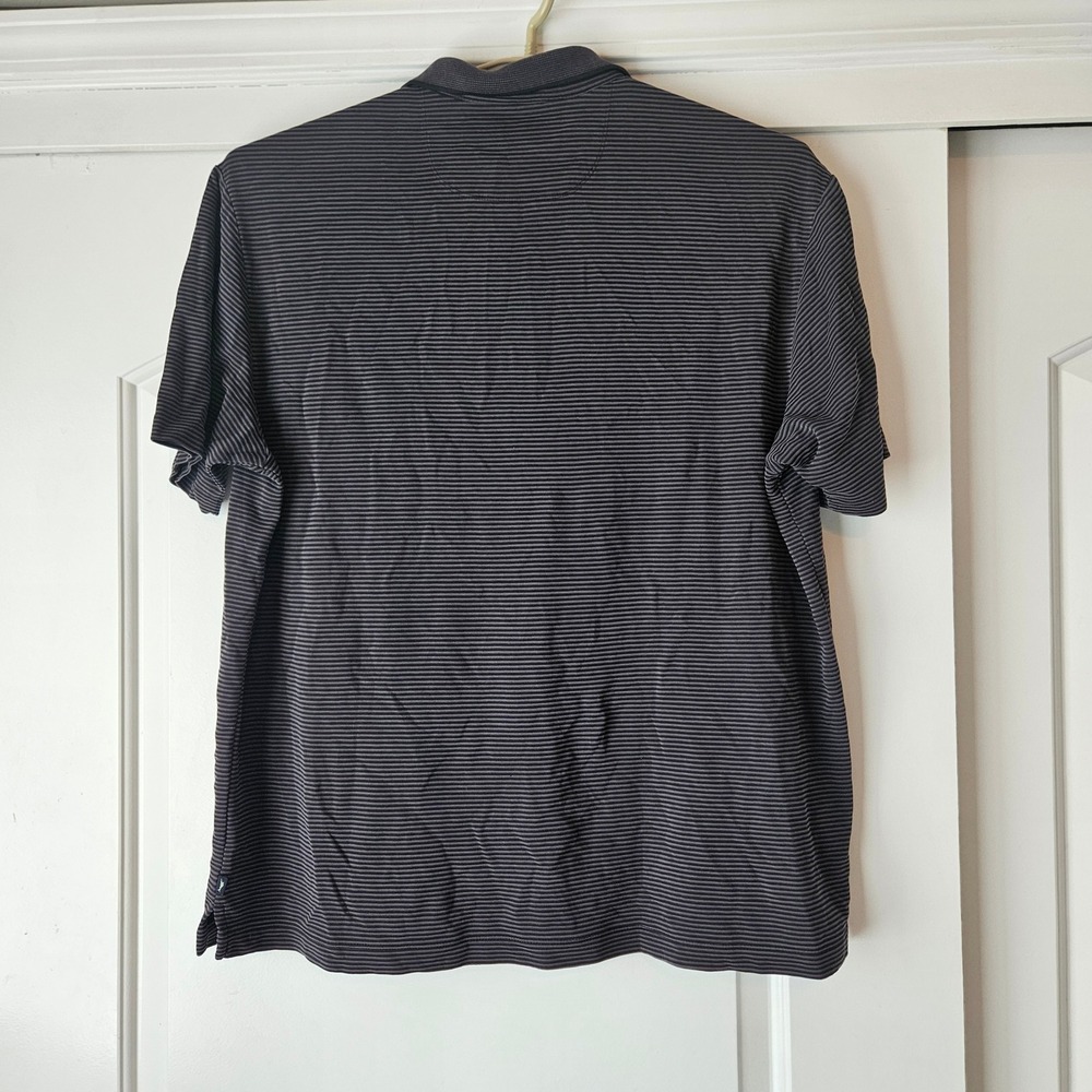 Tommy Bahama Polo Shirt Mens XL Black Gray Striped Short Sleeve Modal Blend Golf - Picture 2 of 6